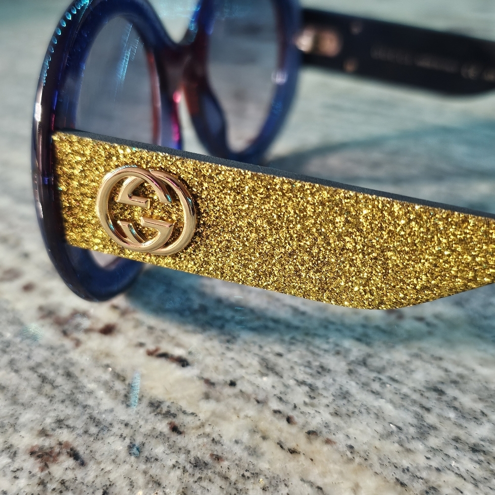 Gucci Glitter Sunglasses Blue Red Gold | Authentic Made in Italy - Picture 16 of 16
